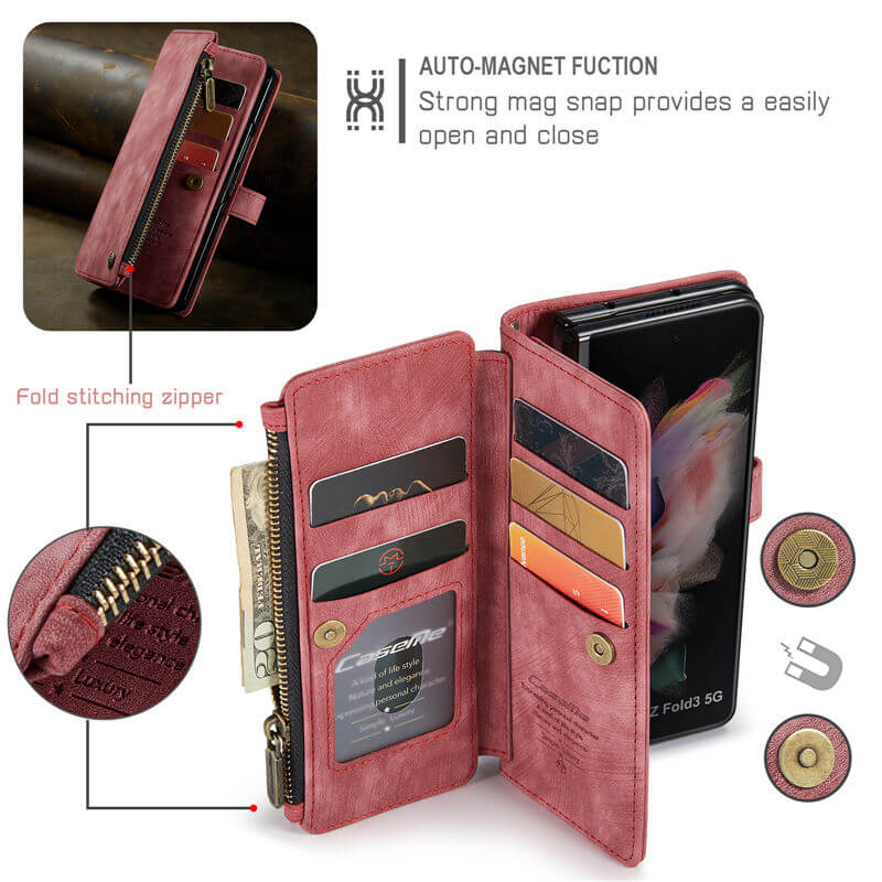 CaseMe Samsung Galaxy Z Fold3 Wallet kickstand Case with Wrist Strap - Image 6
