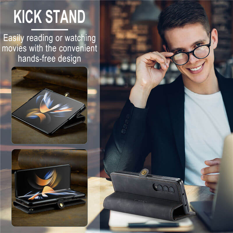 CaseMe Samsung Galaxy Z Fold4 Wallet Suede Leather Case - Image 4