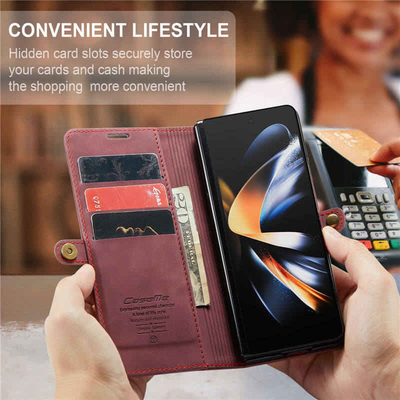CaseMe Samsung Galaxy Z Fold4 Wallet Suede Leather Case - Image 8