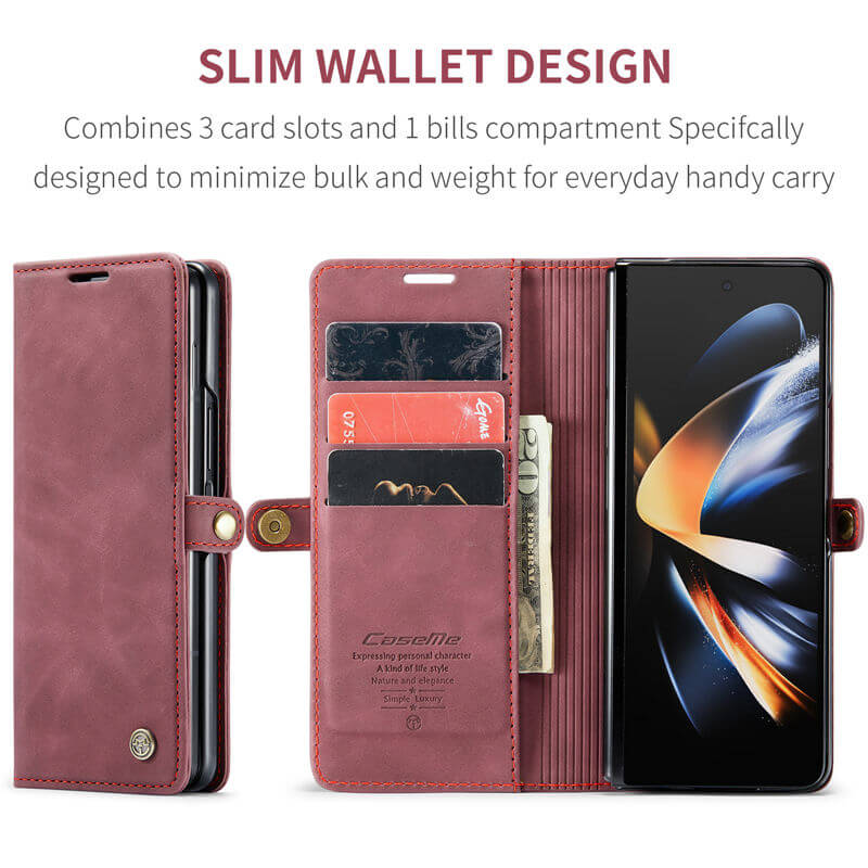 CaseMe Samsung Galaxy Z Fold4 Wallet Suede Leather Case - Image 3