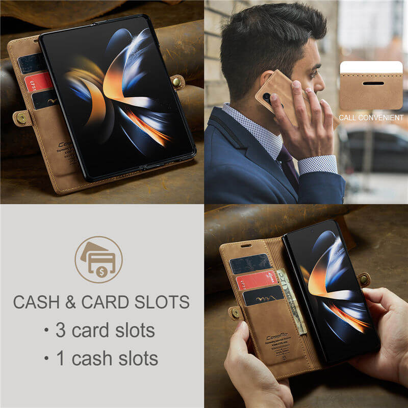 CaseMe Samsung Galaxy Z Fold4 Wallet Suede Leather Case - Image 6