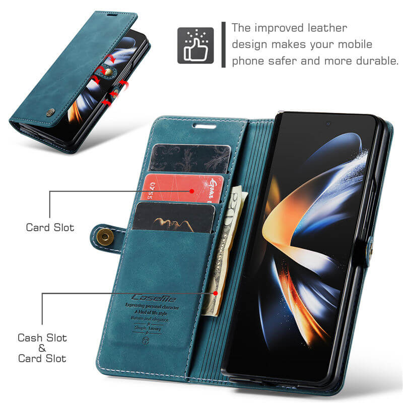 CaseMe Samsung Galaxy Z Fold4 Wallet Suede Leather Case - Image 5