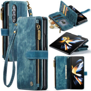 CaseMe Samsung Galaxy Z Fold4 Wallet kickstand Case with Wrist Strap