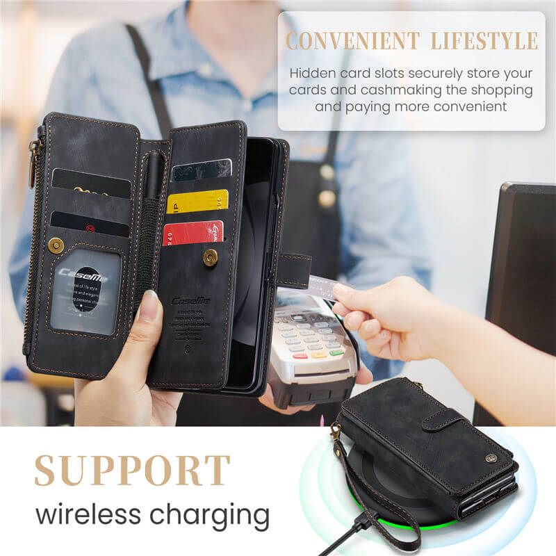 CaseMe Samsung Galaxy Z Fold5 Wallet kickstand Case with Wrist Strap - Image 5