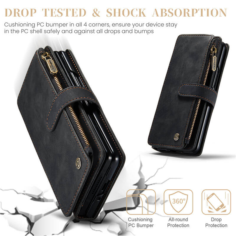 CaseMe Samsung Galaxy Z Fold5 Wallet kickstand Case with Wrist Strap - Image 9