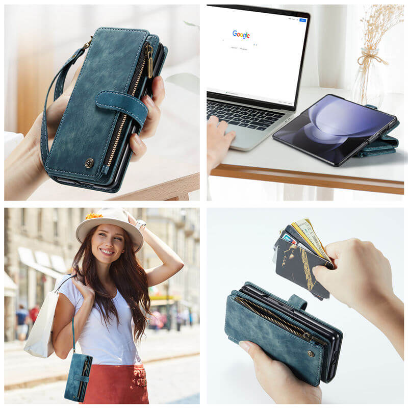 CaseMe Samsung Galaxy Z Fold5 Wallet kickstand Case with Wrist Strap - Image 6
