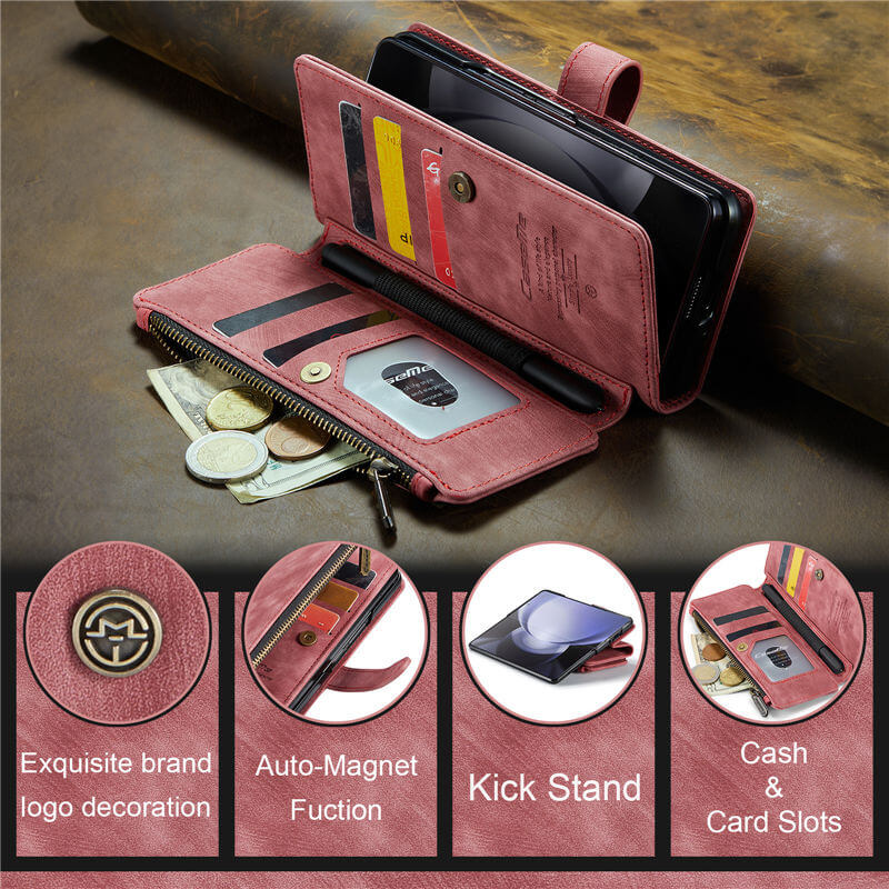 CaseMe Samsung Galaxy Z Fold5 Wallet kickstand Case with Wrist Strap - Image 8
