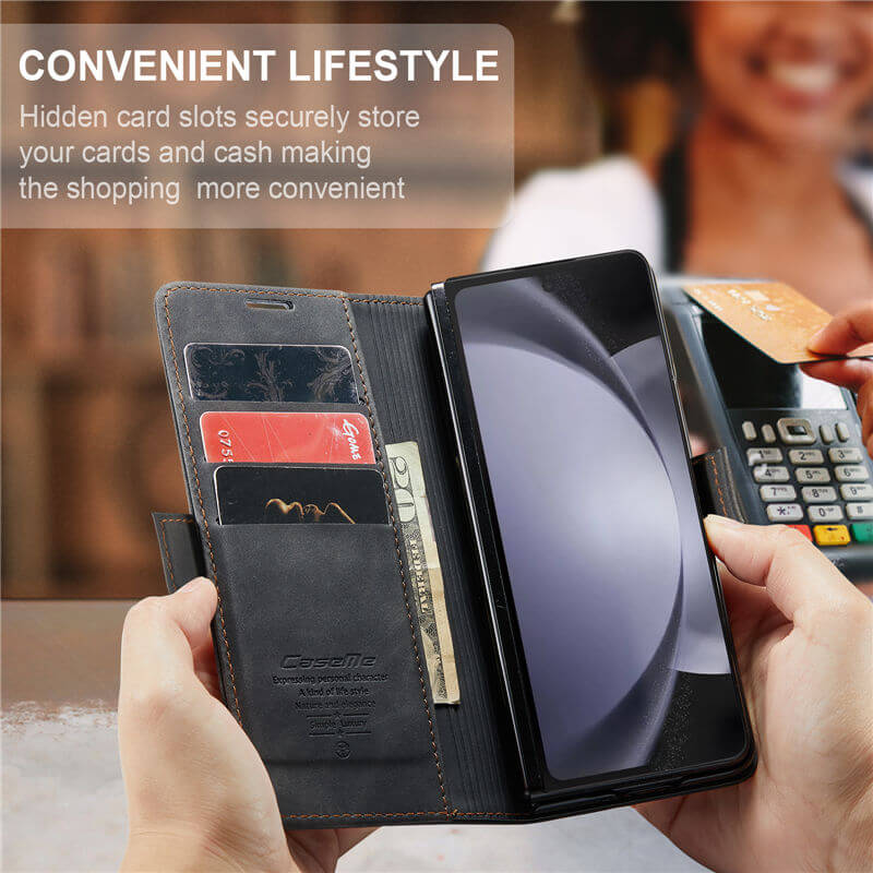 CaseMe Samsung Galaxy Z Fold5 Wallet Suede Leather Case - Image 7