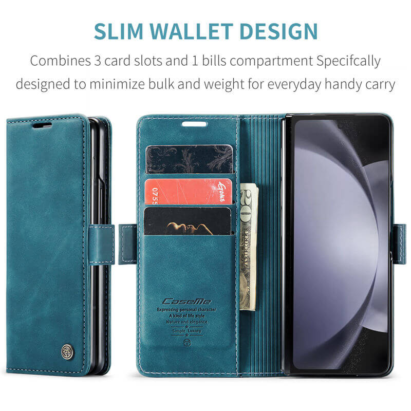 CaseMe Samsung Galaxy Z Fold5 Wallet Suede Leather Case - Image 3