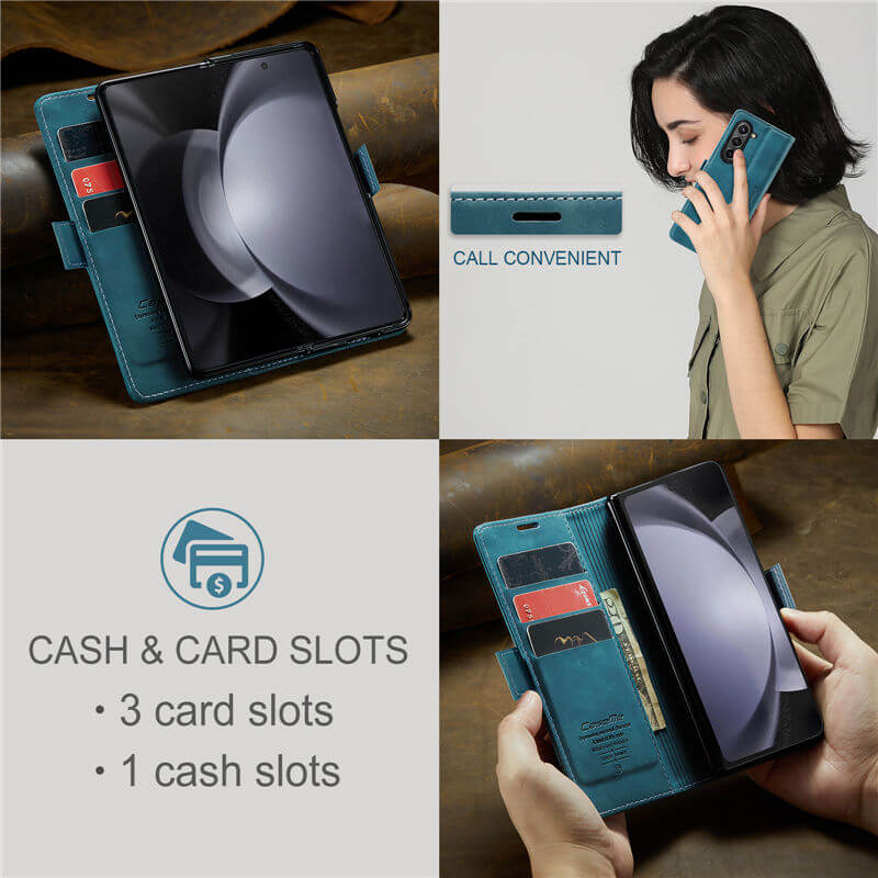 CaseMe Samsung Galaxy Z Fold5 Wallet Suede Leather Case - Image 8