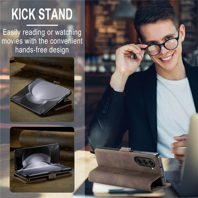 CaseMe Samsung Galaxy Z Fold5 Wallet Suede Leather Case - Image 5