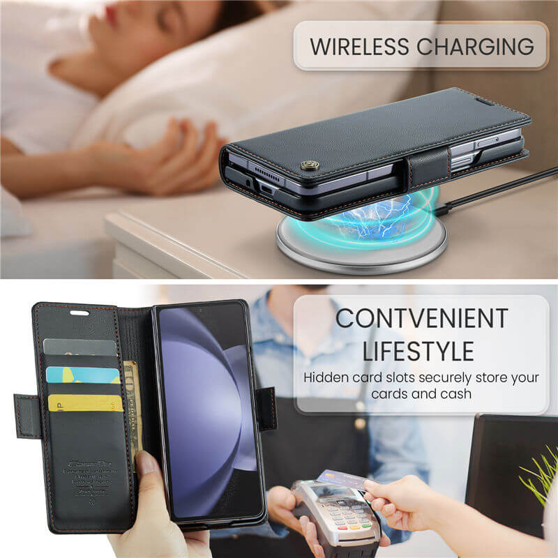CaseMe Samsung Galaxy Z Fold5 Wallet RFID Blocking Magnetic Buckle Case - Image 4