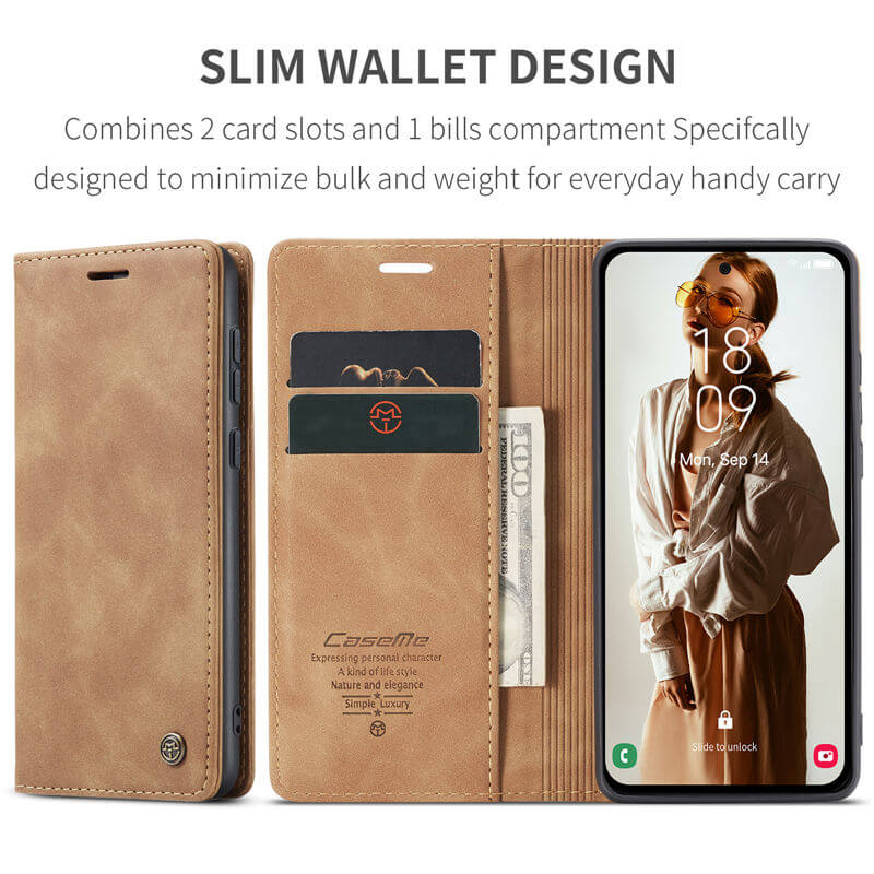 CaseMe Samsung Galaxy A55 Wallet Suede Leather Case - Image 4