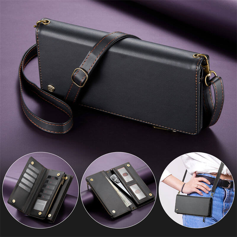 CaseMe 4.0-6.7 inch Universal Wallet Crossbody Bag Phone Case with Lanyard