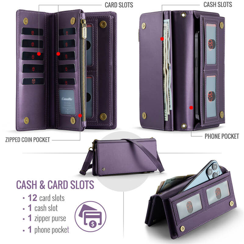 CaseMe 4.0-6.7 inch Universal Wallet Crossbody Bag Phone Case with Lanyard - Image 4
