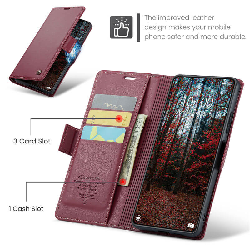 CaseMe Xiaomi 14 Wallet RFID Blocking Magnetic Buckle Case - Image 6