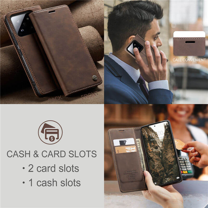 CaseMe Xiaomi 14 Pro Wallet Suede Leather Case - Image 9