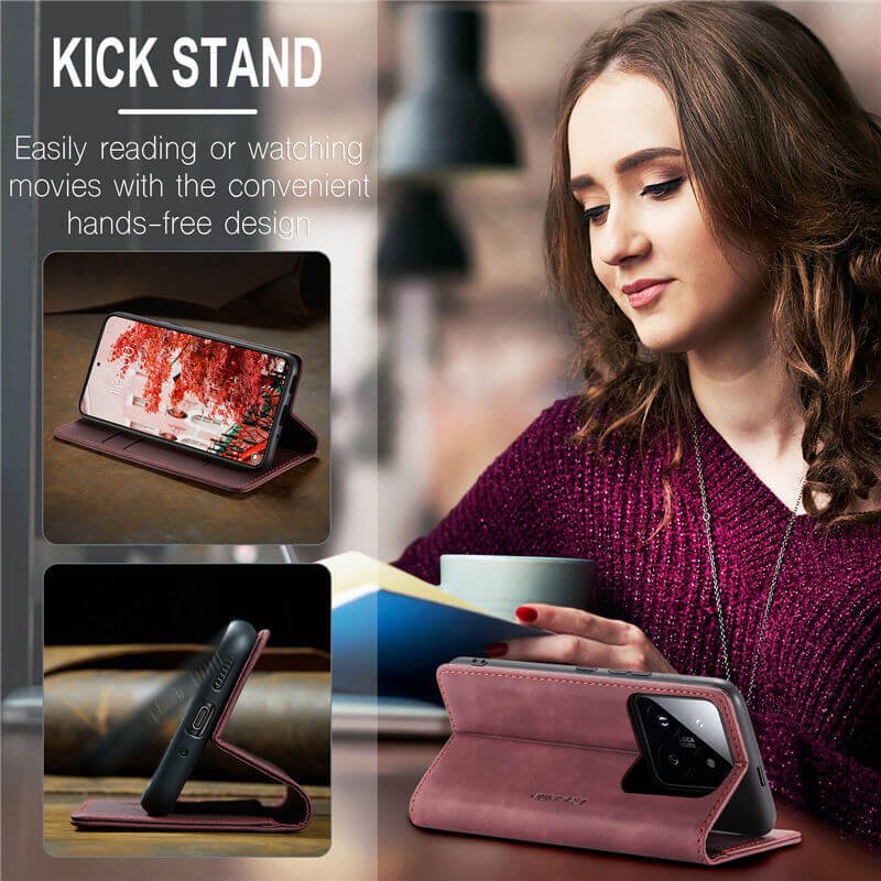 CaseMe Xiaomi 14 Pro Wallet Suede Leather Case - Image 5