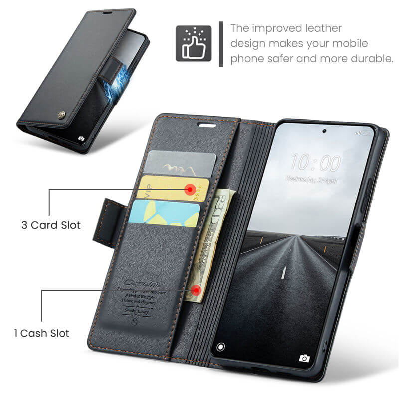CaseMe Xiaomi 14 Pro Wallet RFID Blocking Magnetic Buckle Case - Image 6