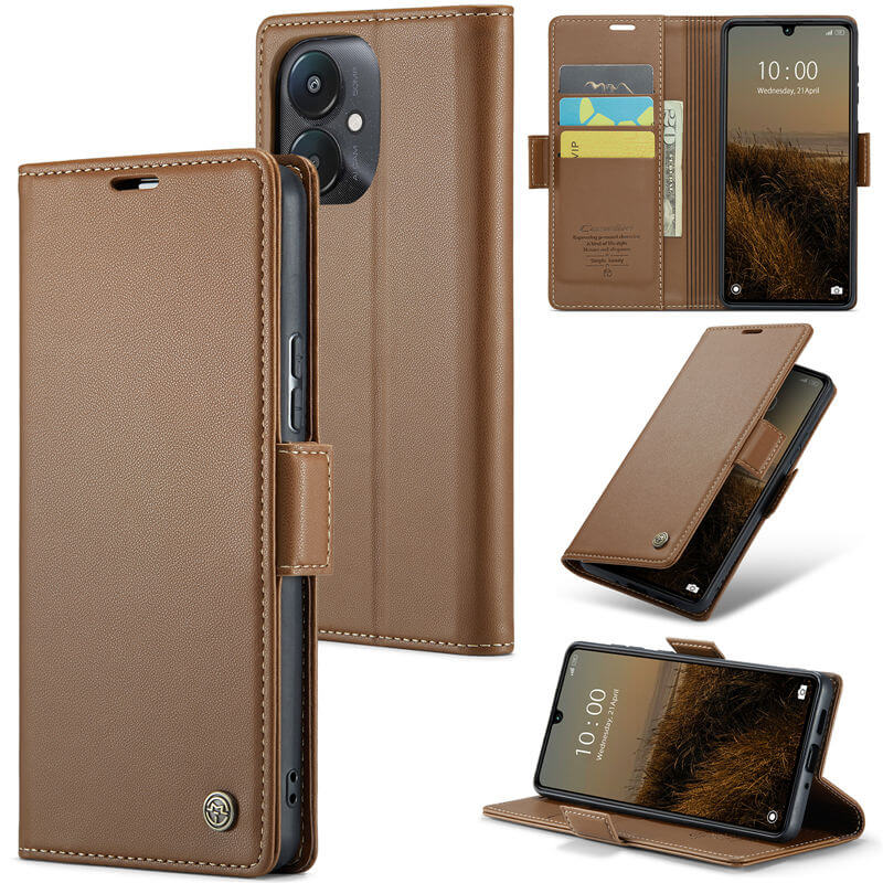 CaseMe Xiaomi Redmi 13C Wallet RFID Blocking Magnetic Buckle Case
