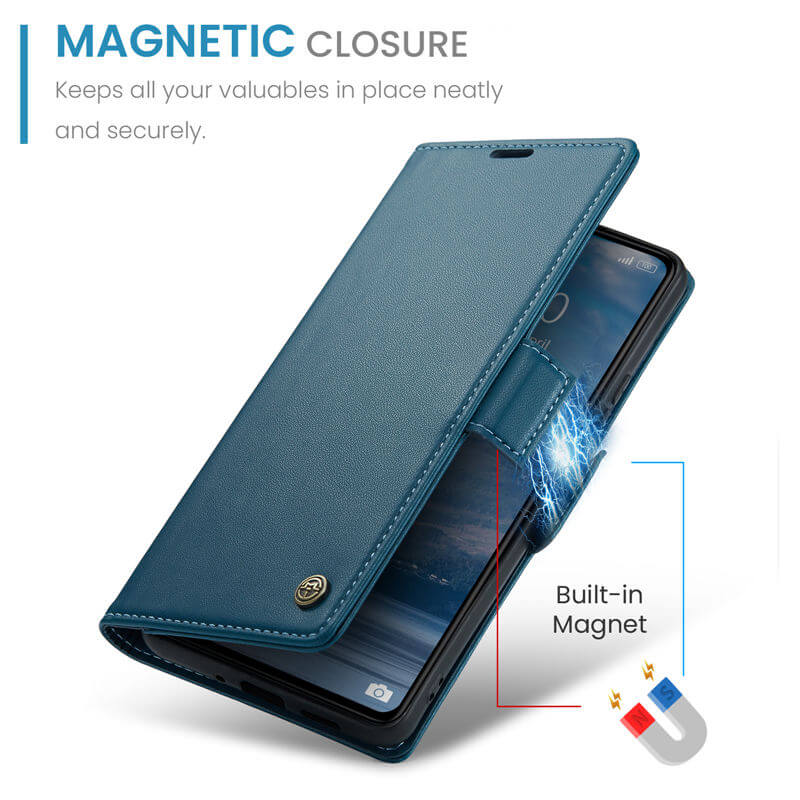 CaseMe Xiaomi Redmi 13C Wallet RFID Blocking Magnetic Buckle Case - Image 8