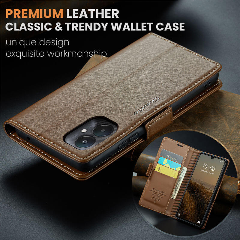 CaseMe Xiaomi Redmi 13C Wallet RFID Blocking Magnetic Buckle Case - Image 9