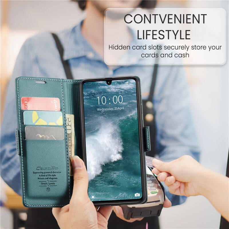 CaseMe Xiaomi Redmi 13C Wallet RFID Blocking Magnetic Buckle Case - Image 4