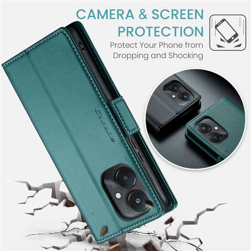 CaseMe Xiaomi Redmi 13C Wallet RFID Blocking Magnetic Buckle Case - Image 10