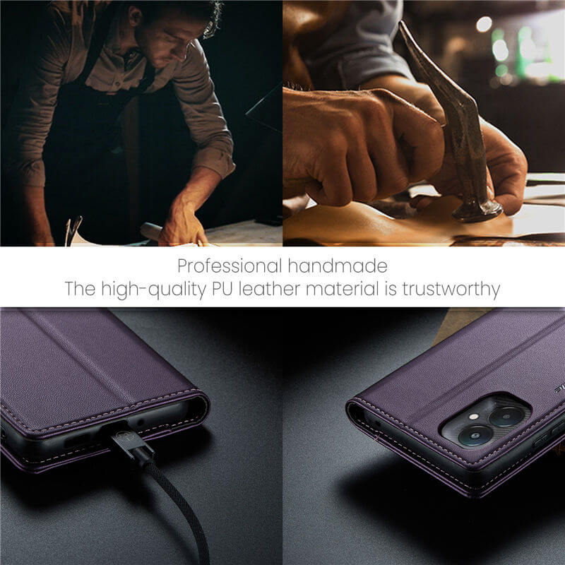 CaseMe Xiaomi Redmi 13C Wallet RFID Blocking Magnetic Buckle Case - Image 11