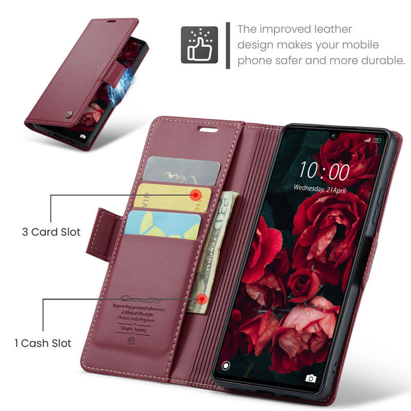 CaseMe Xiaomi Redmi 13C Wallet RFID Blocking Magnetic Buckle Case - Image 6