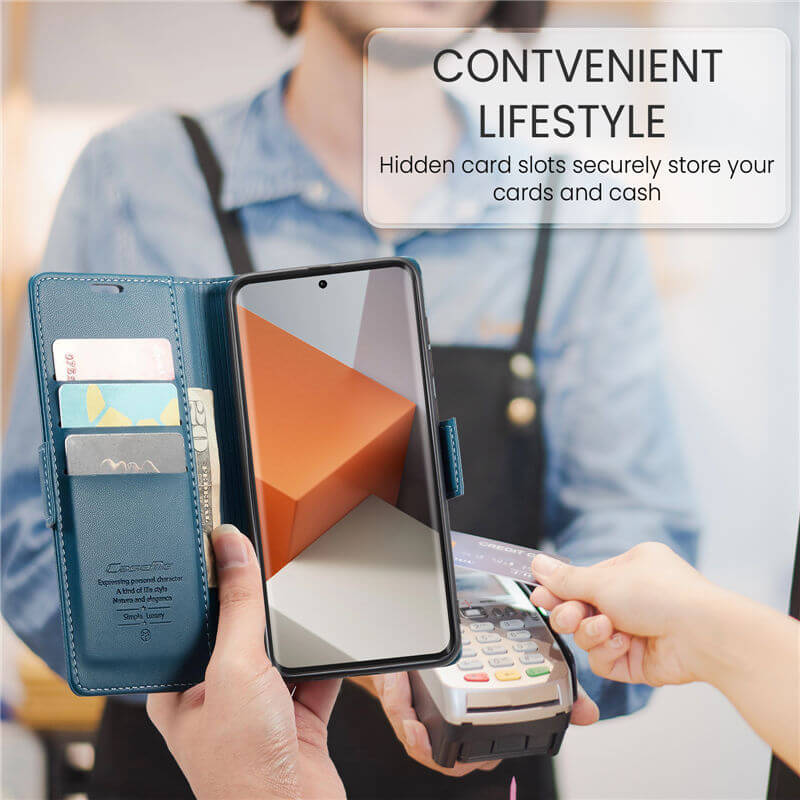 CaseMe Xiaomi Redmi Note 13 Pro Plus 5G Wallet RFID Blocking Magnetic Buckle Case - Image 8