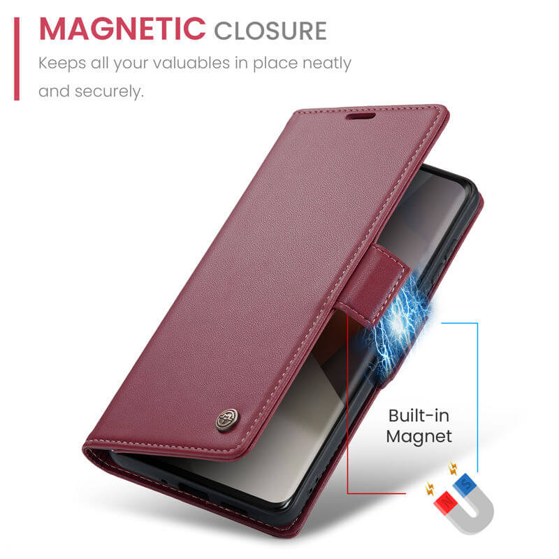 CaseMe Xiaomi Redmi Note 13 Pro Plus 5G Wallet RFID Blocking Magnetic Buckle Case - Image 6