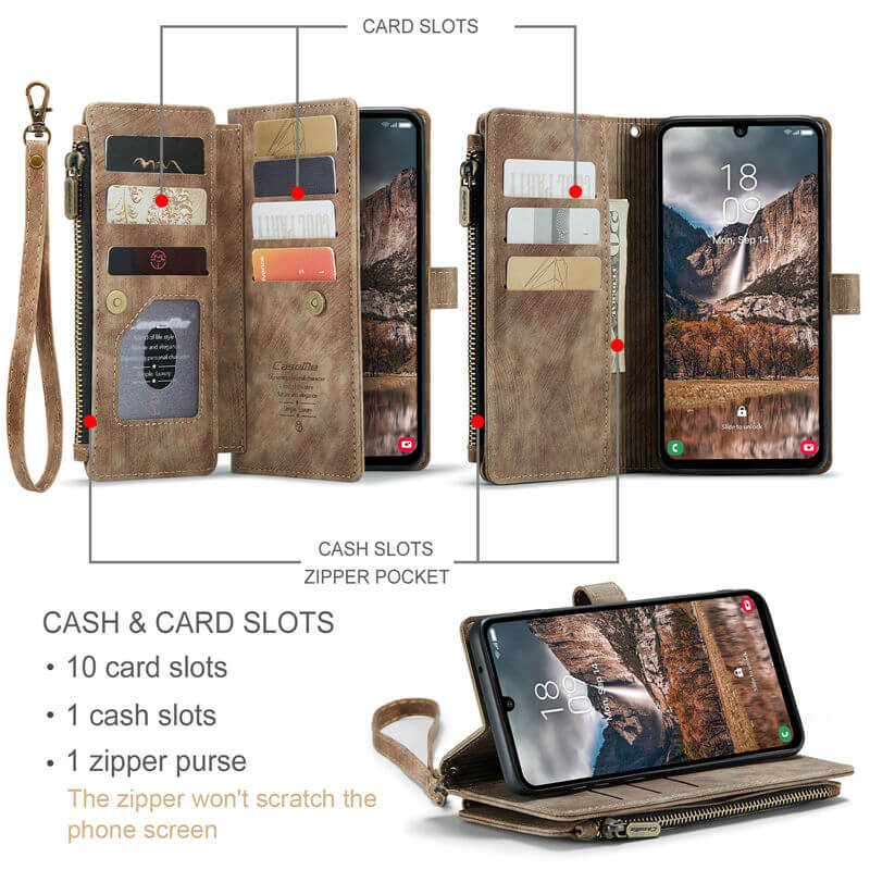 CaseMe Samsung Galaxy A25 Wallet kickstand Case with Wrist Strap - Image 4