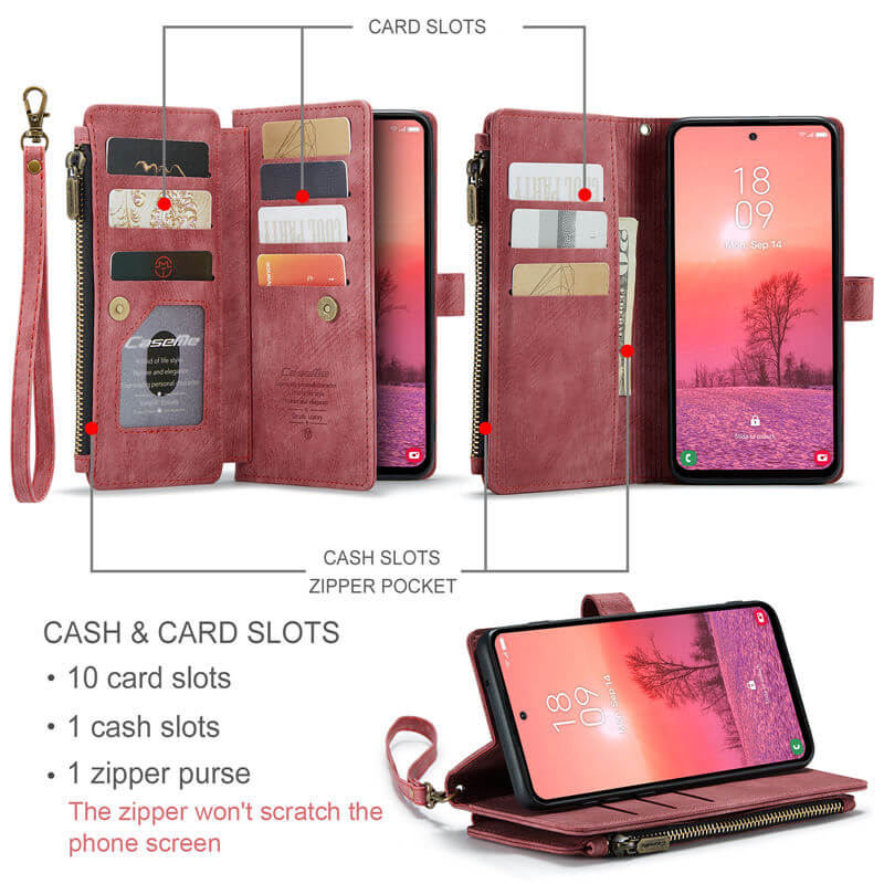 CaseMe Samsung Galaxy A35 Wallet kickstand Case with Wrist Strap - Image 4