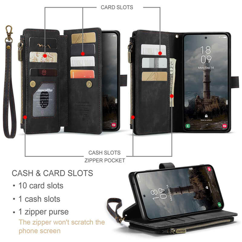 CaseMe Samsung Galaxy A55 Wallet kickstand Case with Wrist Strap - Image 4