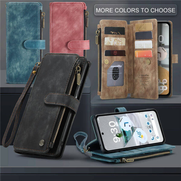 Alternative view of CaseMe Google Pixel 8A Wallet kickstand Case with Wrist Strap