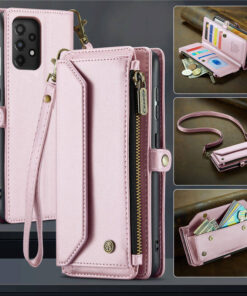 CaseMe Crossbody For Samsung Galaxy A33 5G Wallet Kickstand Case with RFID Blocking 10 card slots Zipper Purse