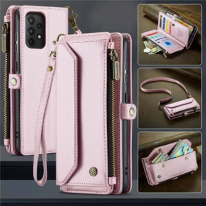 CaseMe Crossbody For Samsung Galaxy A33 5G Wallet Kickstand Case with RFID Blocking 10 card slots Zipper Purse