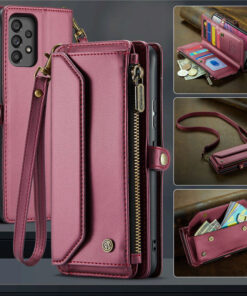 CaseMe Crossbody For Samsung Galaxy A53 5G Wallet Kickstand Case with RFID Blocking 10 card slots Zipper Purse