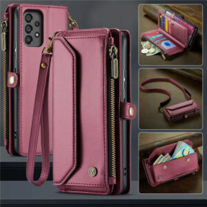 CaseMe Crossbody For Samsung Galaxy A53 5G Wallet Kickstand Case with RFID Blocking 10 card slots Zipper Purse