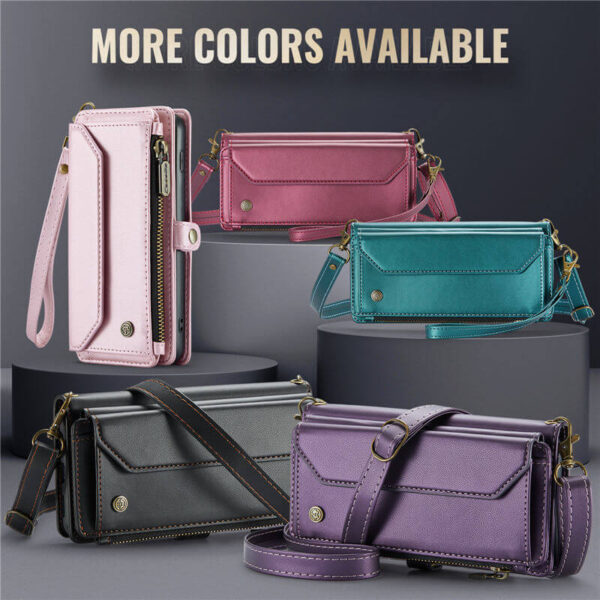 Alternative view of CaseMe Crossbody For Samsung Galaxy S10 Wallet Kickstand Case with RFID Blocking 7 card slots Zipper Purse Support Wireless Charging