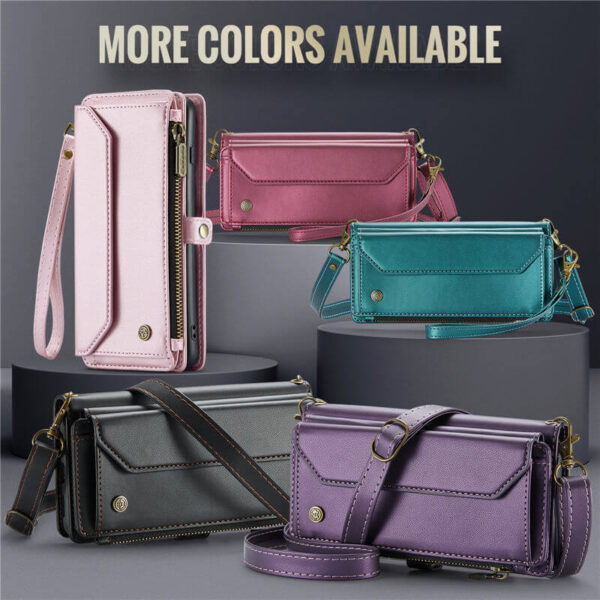 Alternative view of CaseMe Crossbody For Samsung Galaxy S10 Plus Wallet Kickstand Case with RFID Blocking 10 card slots Zipper Purse Support Wireless Charging