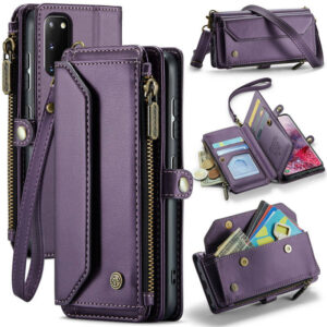 CaseMe Crossbody For Samsung Galaxy S20 Wallet Kickstand Case with RFID Blocking 7 card slots Zipper Purse Support Wireless Charging