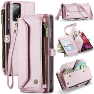CaseMe Crossbody For Samsung Galaxy S20 FE Wallet Kickstand Case with RFID Blocking 10 card slots Zipper Purse Support Wireless Charging