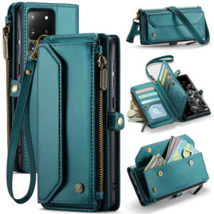 CaseMe Crossbody For Samsung Galaxy S20 Ultra Wallet Kickstand Case with RFID Blocking 10 card slots Zipper Purse Support Wireless Charging