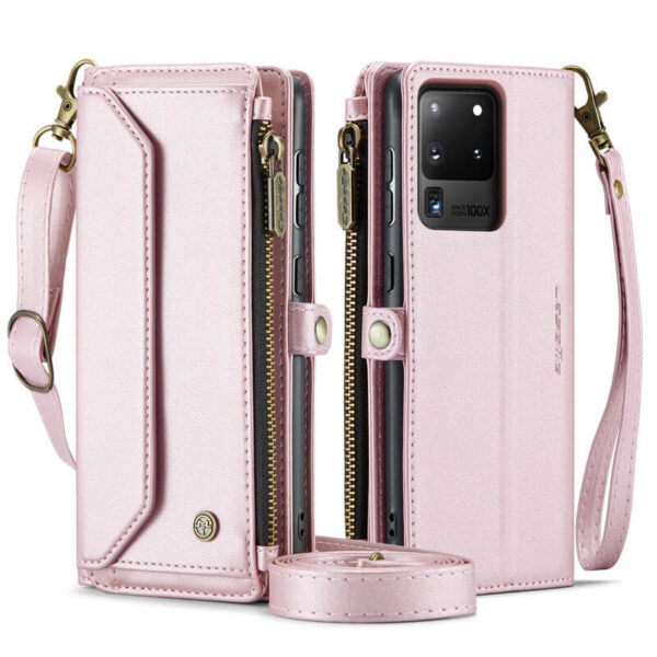 CaseMe Crossbody For Samsung Galaxy S20 Ultra Wallet Kickstand Case with RFID Blocking 10 card slots Zipper Purse Support Wireless Charging - Image 3