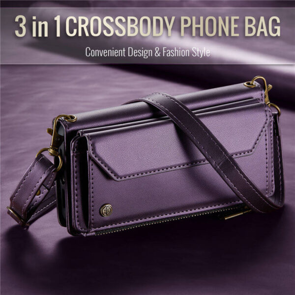 CaseMe Crossbody For Samsung Galaxy S20 Ultra Wallet Kickstand Case with RFID Blocking 10 card slots Zipper Purse Support Wireless Charging - Image 4