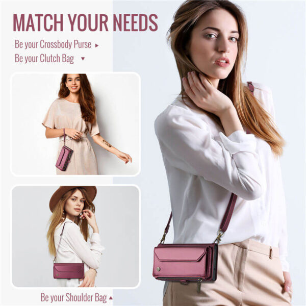 CaseMe Crossbody For Samsung Galaxy S20 Ultra Wallet Kickstand Case with RFID Blocking 10 card slots Zipper Purse Support Wireless Charging - Image 10