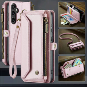 CaseMe Crossbody For Samsung Galaxy S23 FE Wallet Kickstand Case with RFID Blocking 10 card slots Zipper Purse Support Wireless Charging