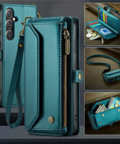 CaseMe Crossbody For Samsung Galaxy S24 Plus Wallet Kickstand Case with RFID Blocking 10 card slots Zipper Purse Support Wireless Charging